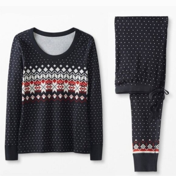 Hanna Andersson Other - HANNA ANDERSSON | Fair Isle Pajama Set Top Pants Organic Cotton Black Red Sz XL